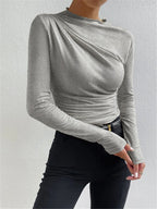 Stilvolles Ruching Langarmshirt von Velnorah für Freizeit und Büro