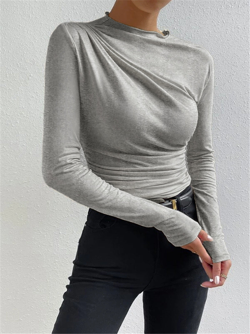 Stilvolles Ruching Langarmshirt von Velnorah für Freizeit und Büro
