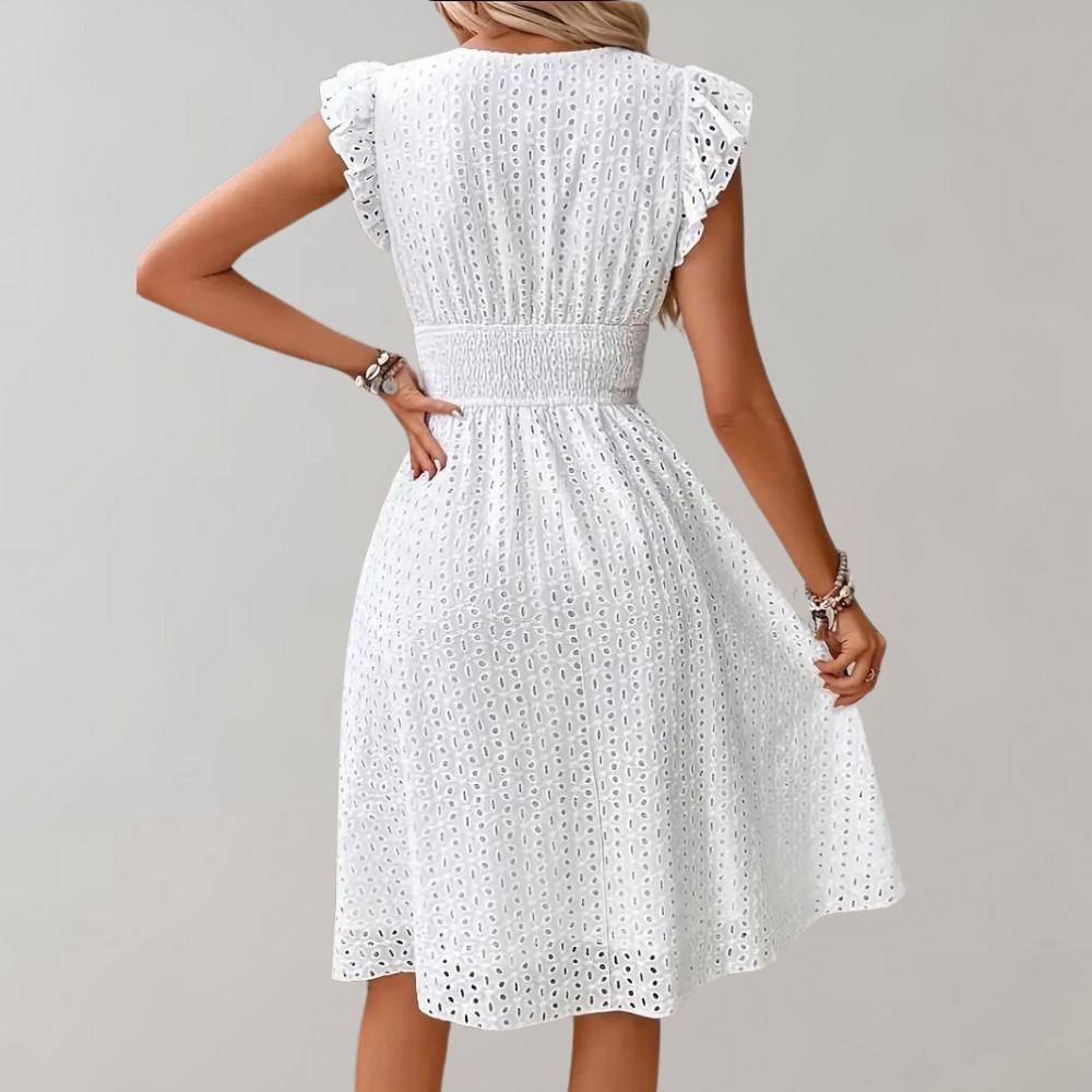 Elegantes, luftiges Sommerkleid für Damen in Weiß | Velnorah