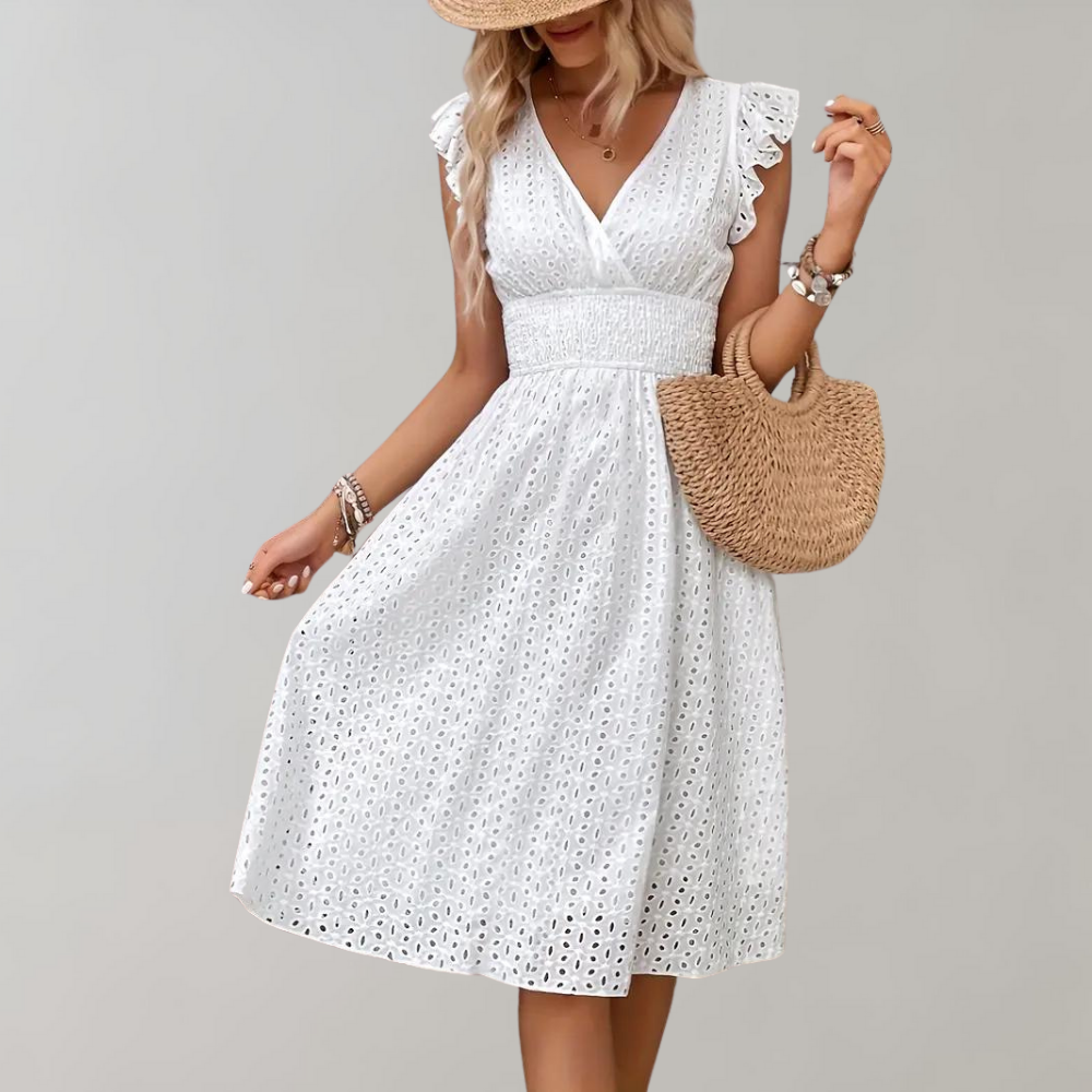 Elegantes, luftiges Sommerkleid für Damen in Weiß | Velnorah