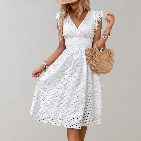 Elegantes, luftiges Sommerkleid für Damen in Weiß | Velnorah
