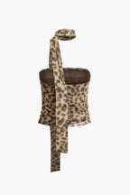 Leopardenmuster Neckholder-Top aus Netzstoff für Eleganz | Velnorah