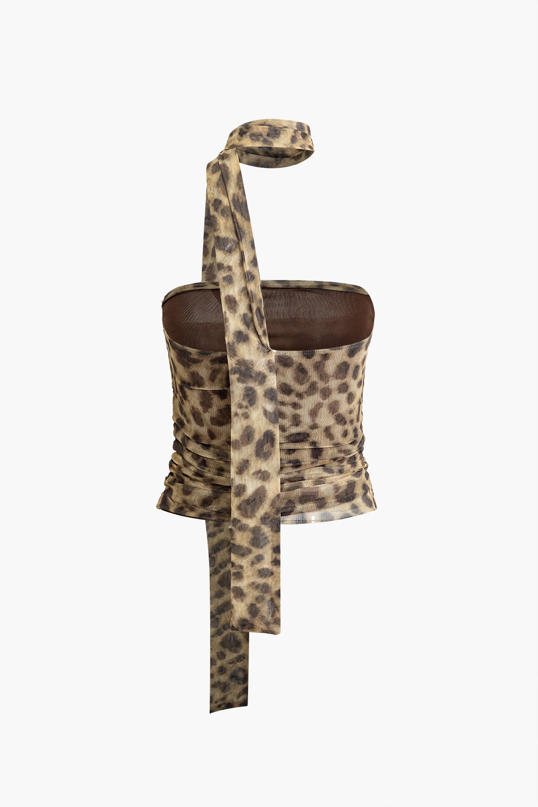 Leopardenmuster Neckholder-Top aus Netzstoff für Eleganz | Velnorah