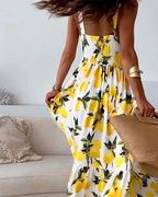 Leichtes Riemchenkleid mit Zitronenmotiv für den Sommer | Velnorah