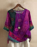 Boho Vintage Top mit kunstvollen Mustern und bequemer Passform | Velnorah