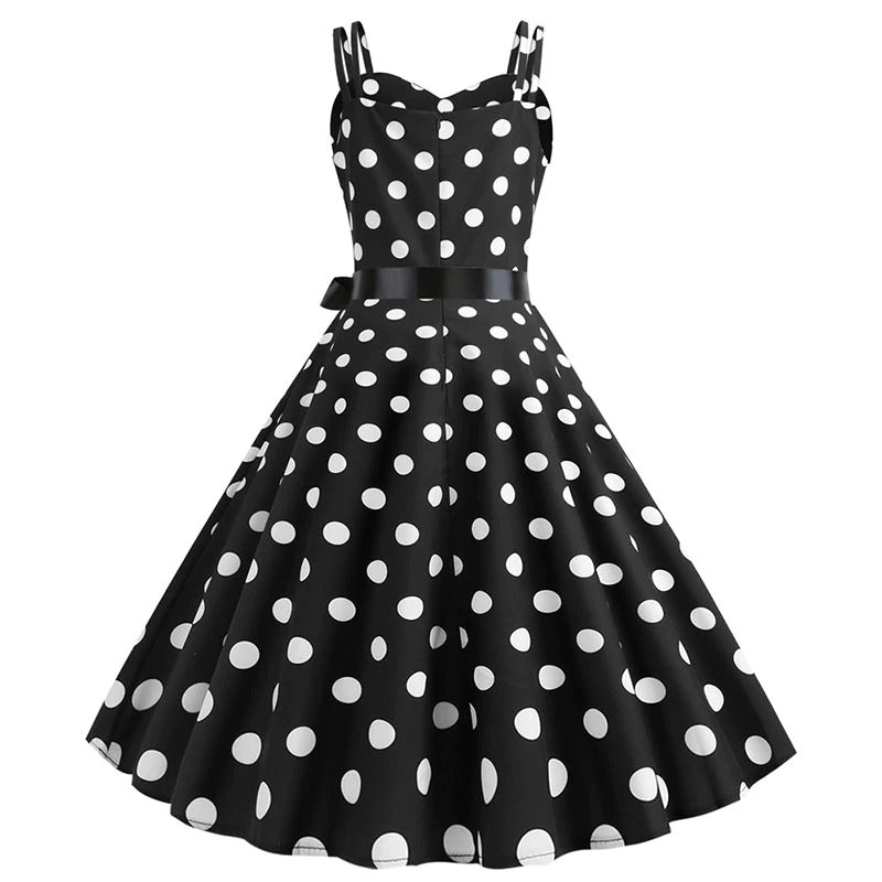 Klassisches Rockabilly Kleid mit schwarzen Polka Dots | Velnorah