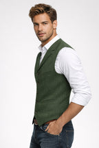 Weste Herren Slim Fit Formal Klassisch Knopfverschluss Revers-Velnorah