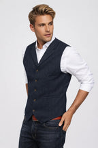 Weste Herren Slim Fit Formal Klassisch Knopfverschluss Revers-Velnorah