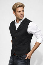 Weste Herren Slim Fit Formal Klassisch Knopfverschluss Revers-Velnorah