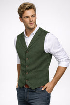 Weste Herren Slim Fit Formal Klassisch Knopfverschluss Revers-Velnorah